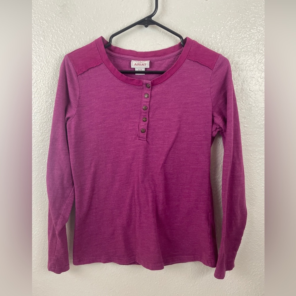Ariat Pink Long Sleeve Button Front Medium Pullover Shirt